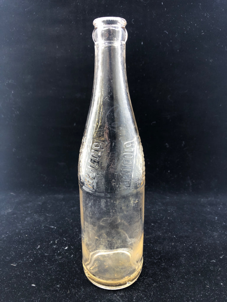 VTG PEPSI COLA EMBOSSED CLEAR EMPTY BOTTLE.