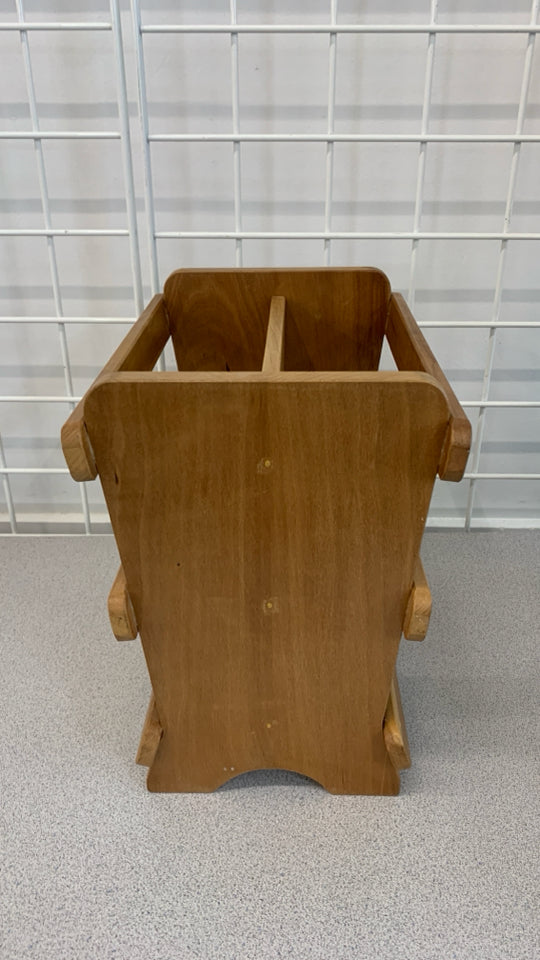 WOODEN MAGAZINE RACK.