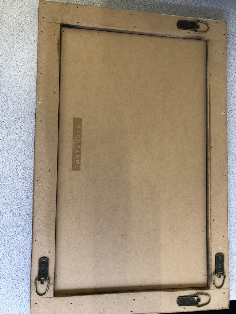 WHITE WASHED FRAME CHALK BOARD.