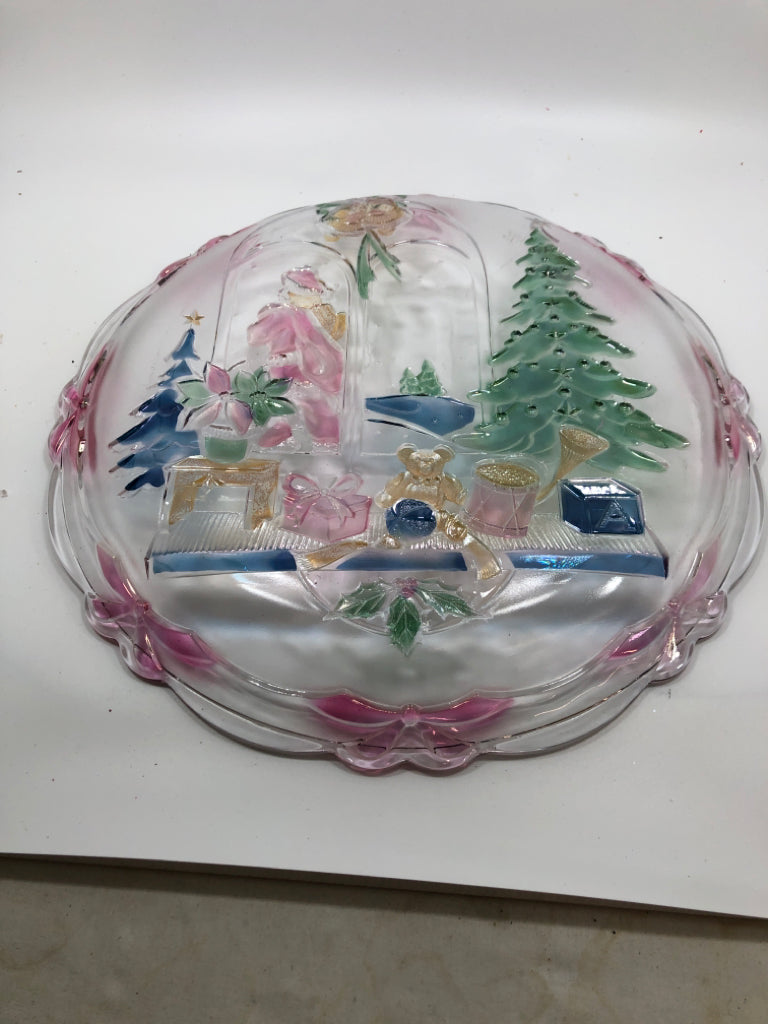 COLORFUL GLASS SERVING PLATE IN BOX.