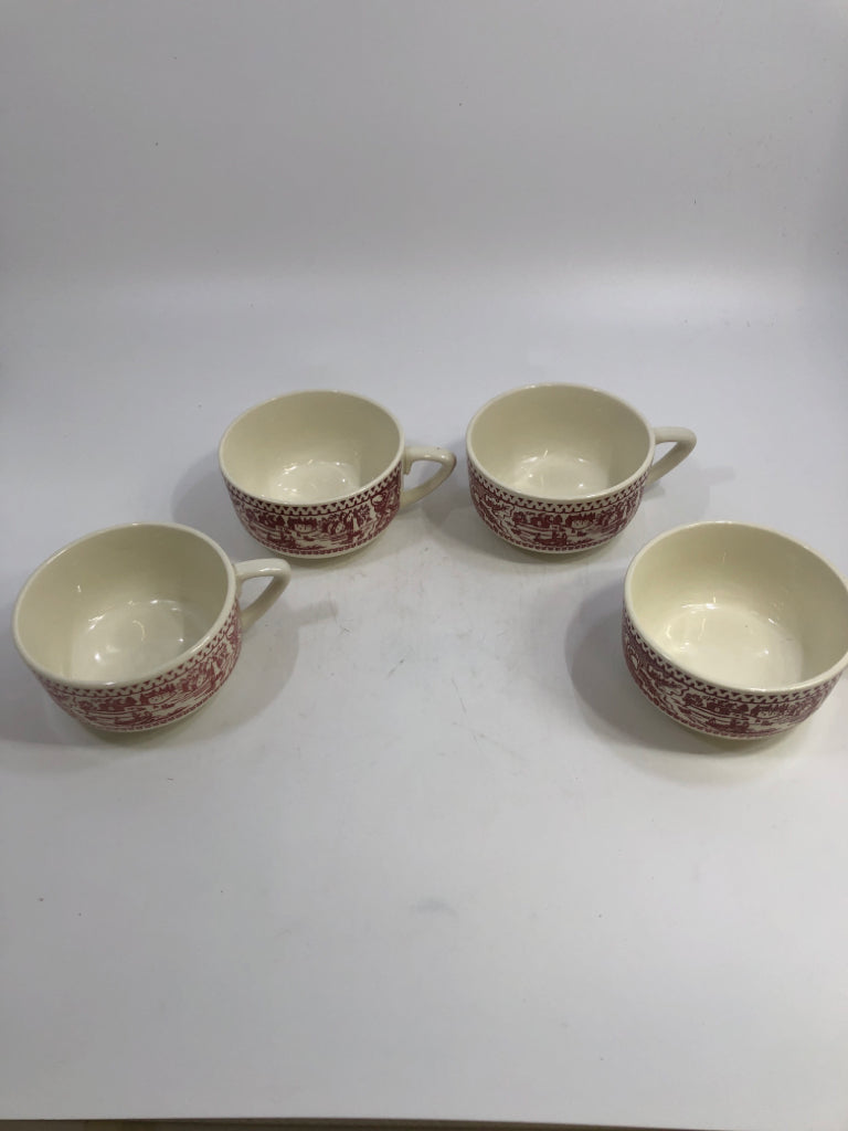 4 VTG MEMORY LANE RED/WHITE CUPS.
