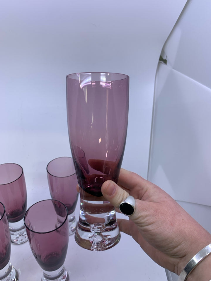 6 VTG DARK PURPLE HEAVY BOTTOM BUBBLE BASE BLOCK STOCKHOLM CRYSTAL.