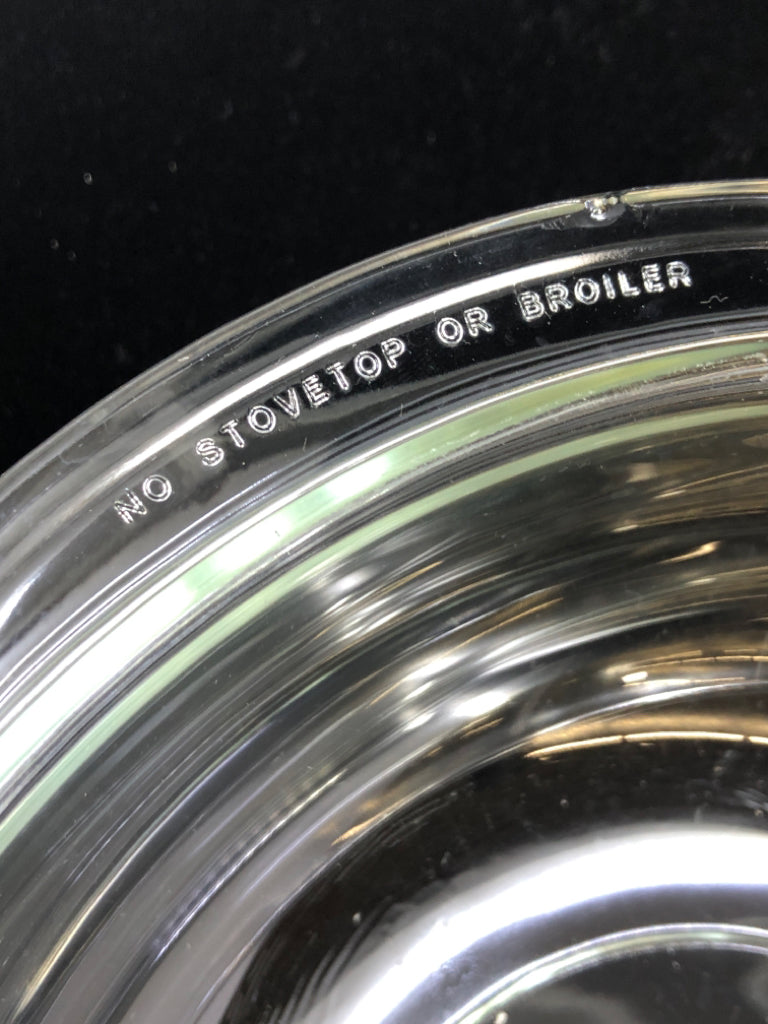 ROUND PYREX CLEAR GLASS MIXING BOWL W/HANDLES.