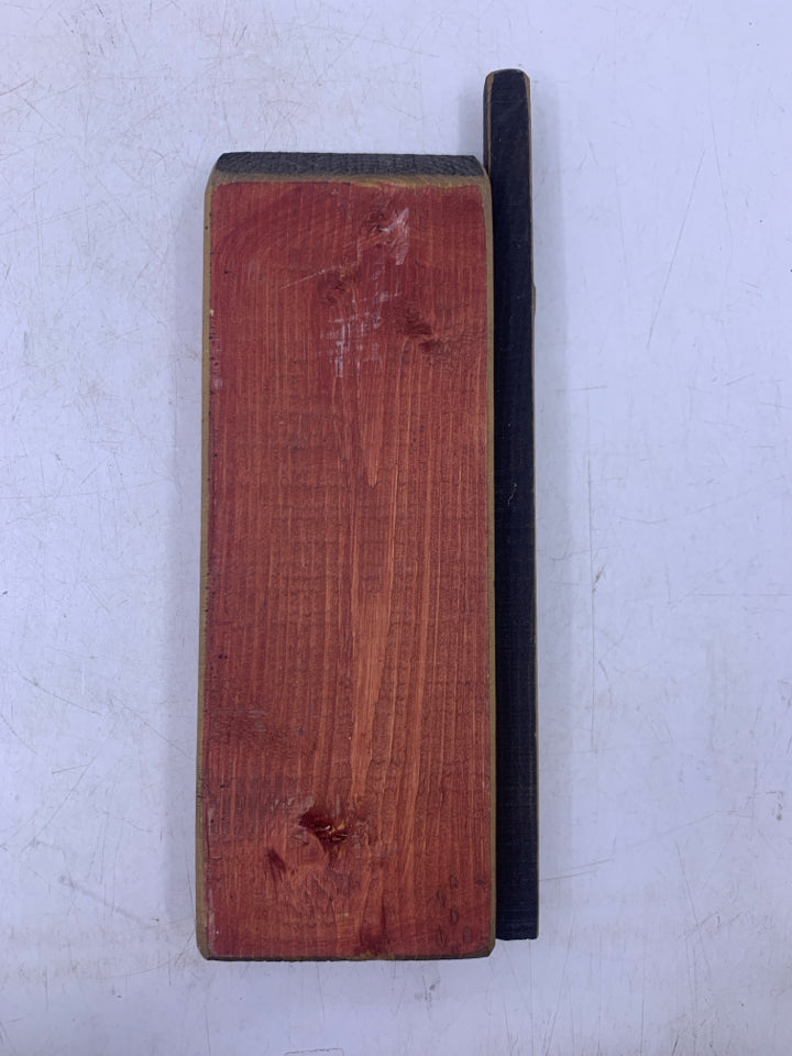 WOOD TALL RED HOUSE W/ CHIMNEY.