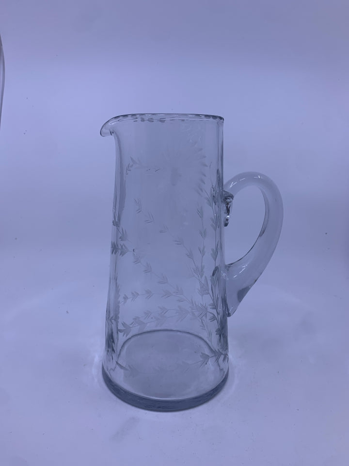 VTG LARGE ETCHED PITCHER.