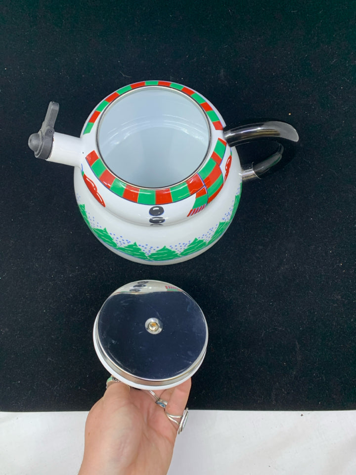 METAL SNOWMAN SHAPED TEA KETTLE.