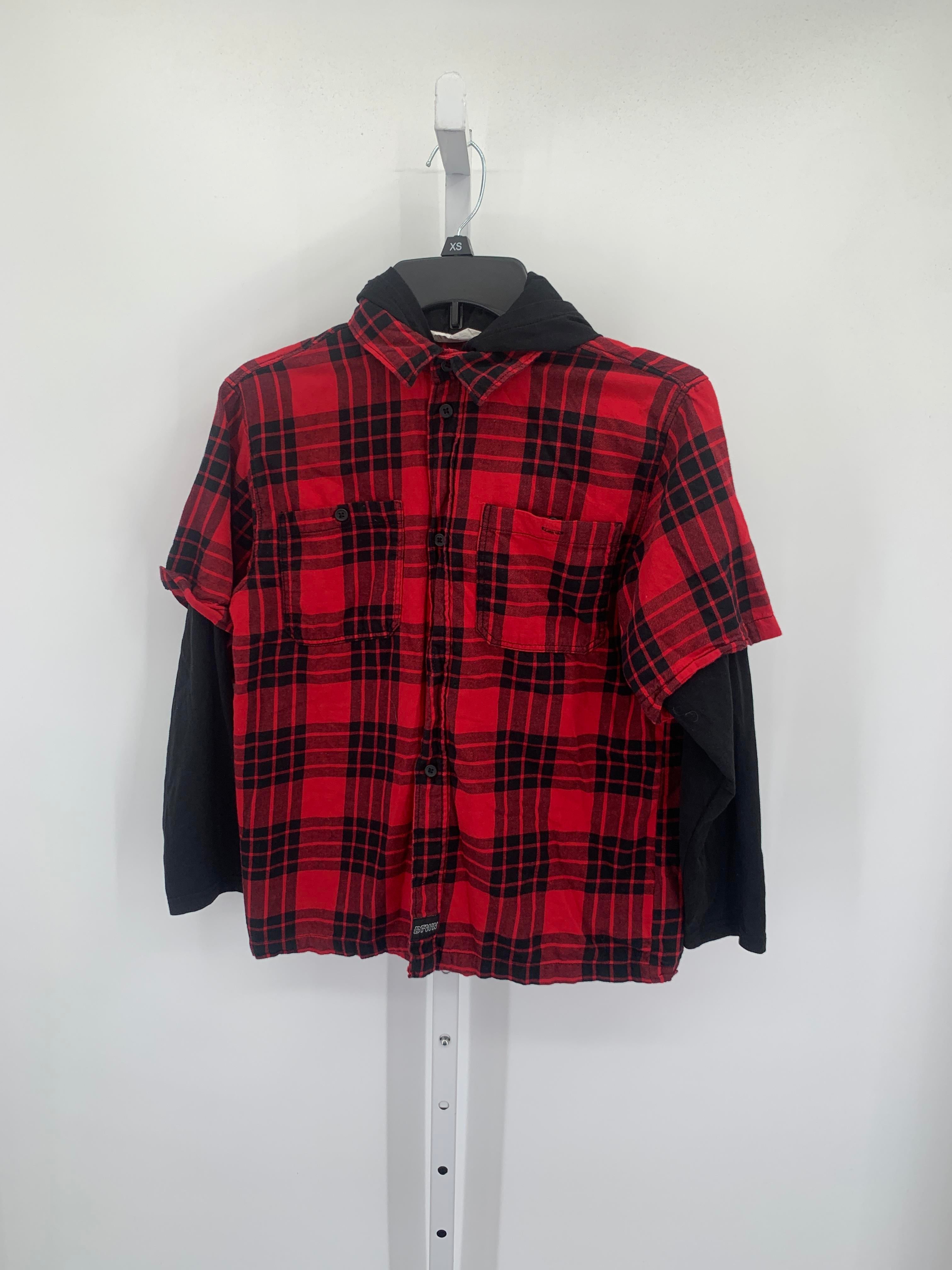 BLACK PLAID HOODED BUTTON DOWN