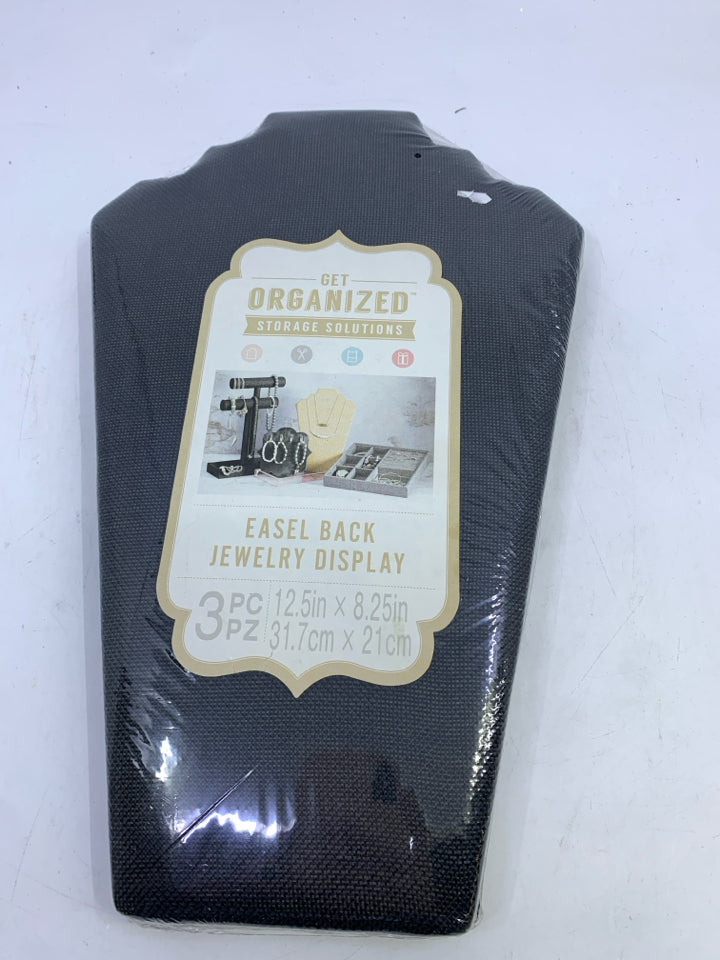 NIP BLACK 3 PC EASEL BACK JEWELRY DISPLAY.