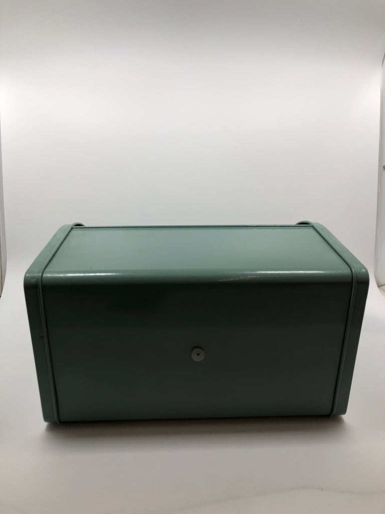 BLUE METAL BREAD BOX.