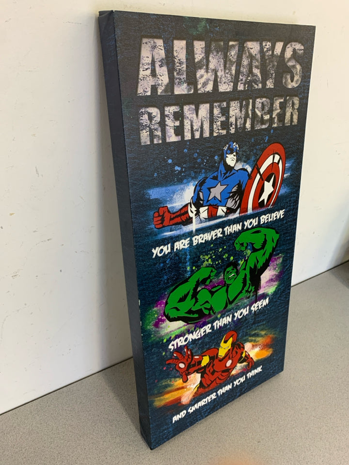AVENGERS "ALWAYS REMEMBER" WALL HANGING.