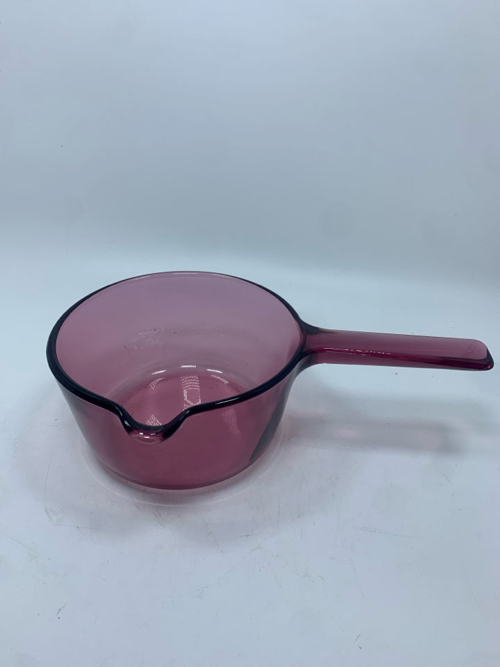 PINK GLASS VISION SAUCEPAN.