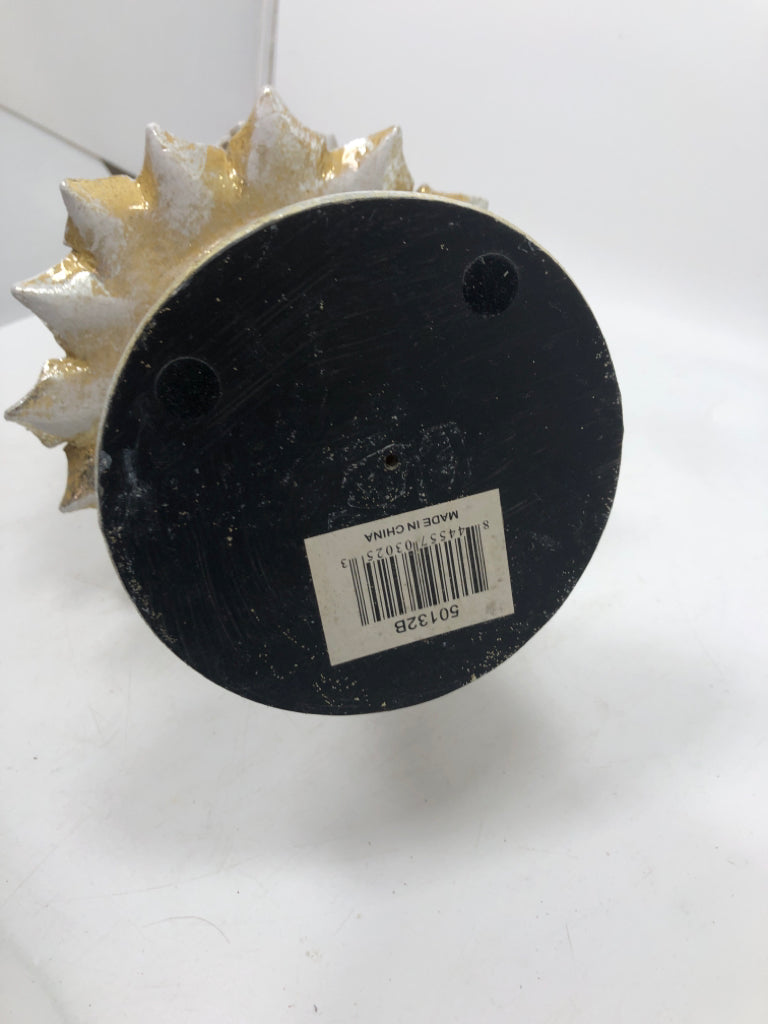 RESIN GREY CHRISTMAS TREE W/ GOLD SPARKLES.