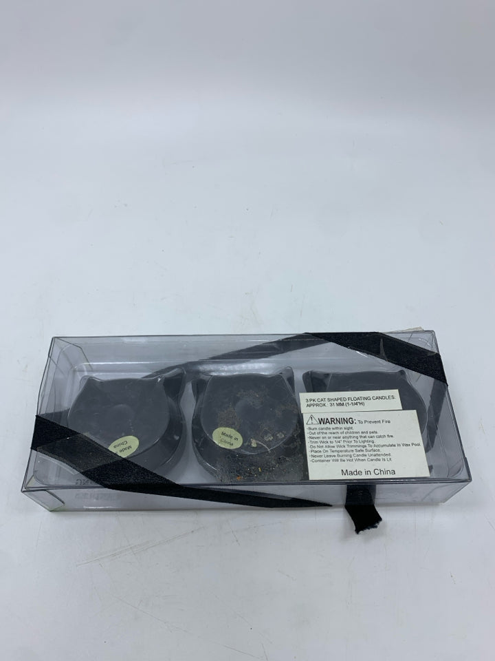 NIB 3PK BLACK CAT FLOATING CANDLES.