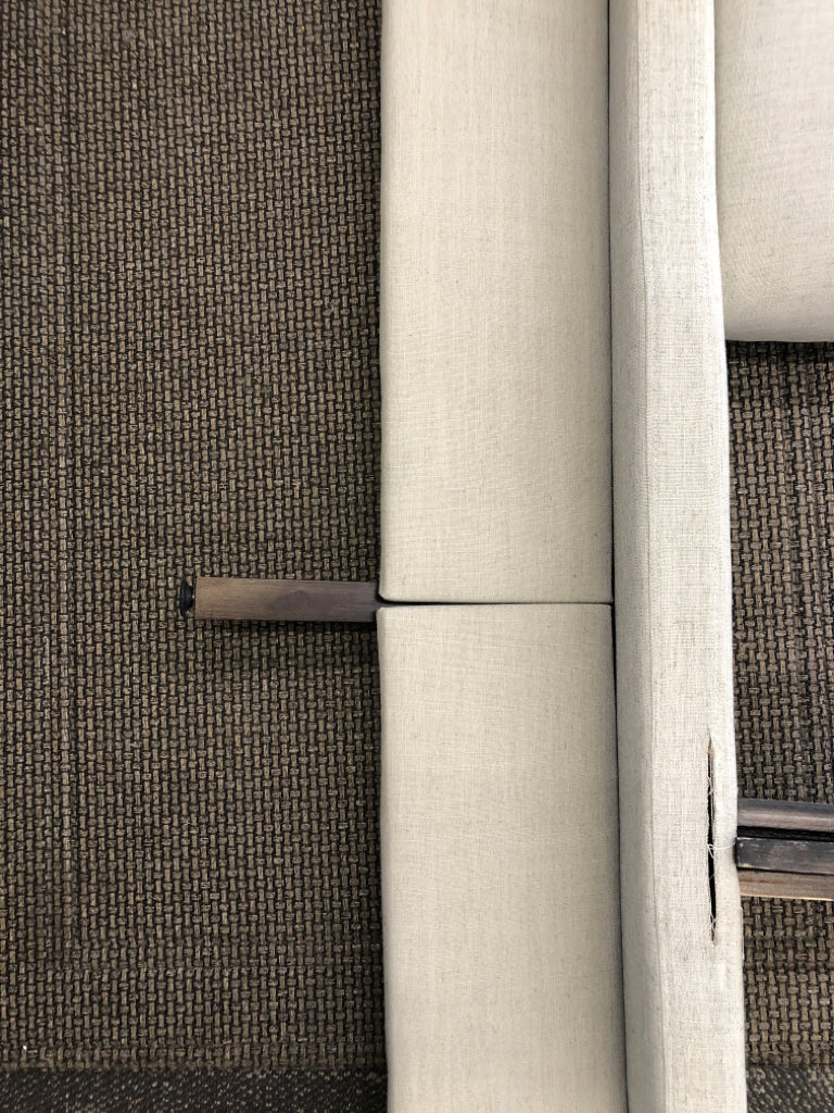 LIGHT GREY TUFTED FABRIC BED FRAME SAFAVIEH.