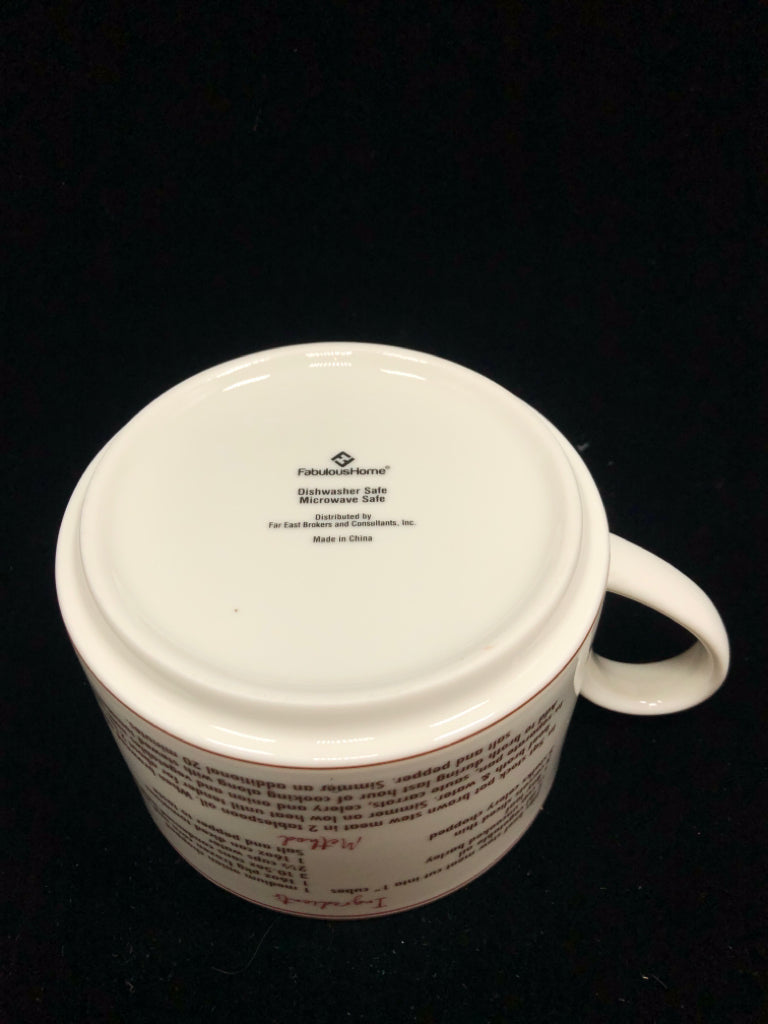 BEEF AND BARLEY SOUP RECIPE MUG.