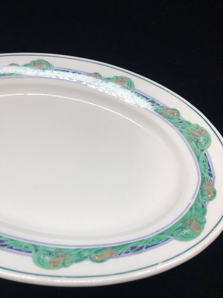 VTG OVAL SERVING PLATTER W/ SEAHORSE RIM.