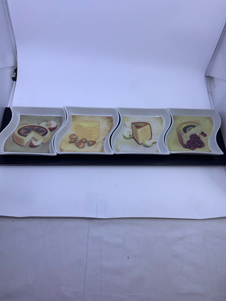 5PC CHEESE PATTERN SERVING SET.