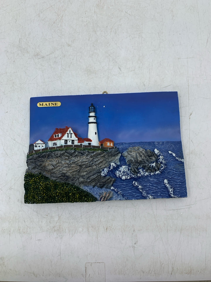 RESIN EMBOSSED LIGHTHOUSE MAINE PLAQUE.