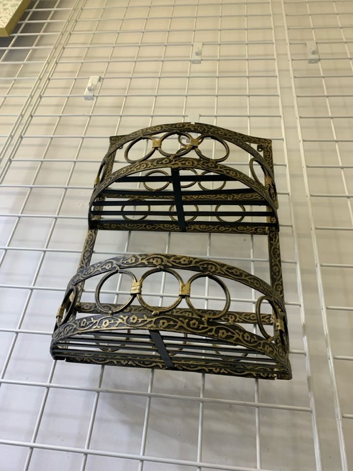 2 TIER GOLD/BLACK METAL SHELF.
