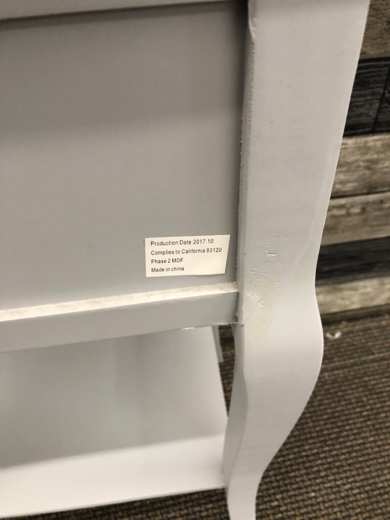 LIGHT GRAY END TABLE.