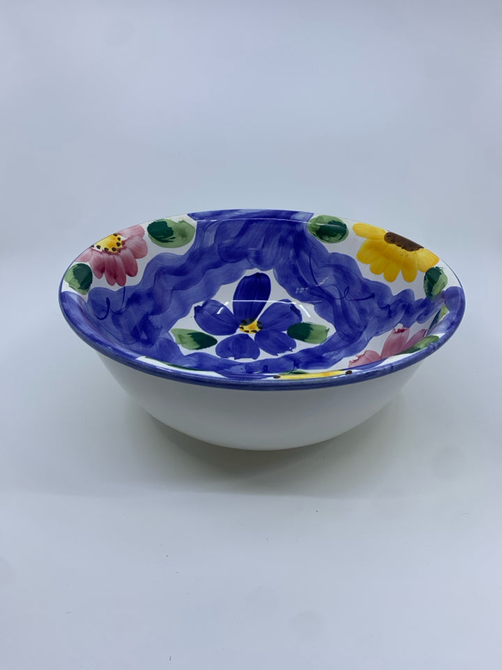 PINK + YELLOW FLORAL SERVING BOWL.
