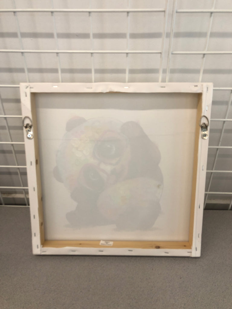 TEXTURED COLORFUL PANDA WITH GLASSES CANVAS ART.
