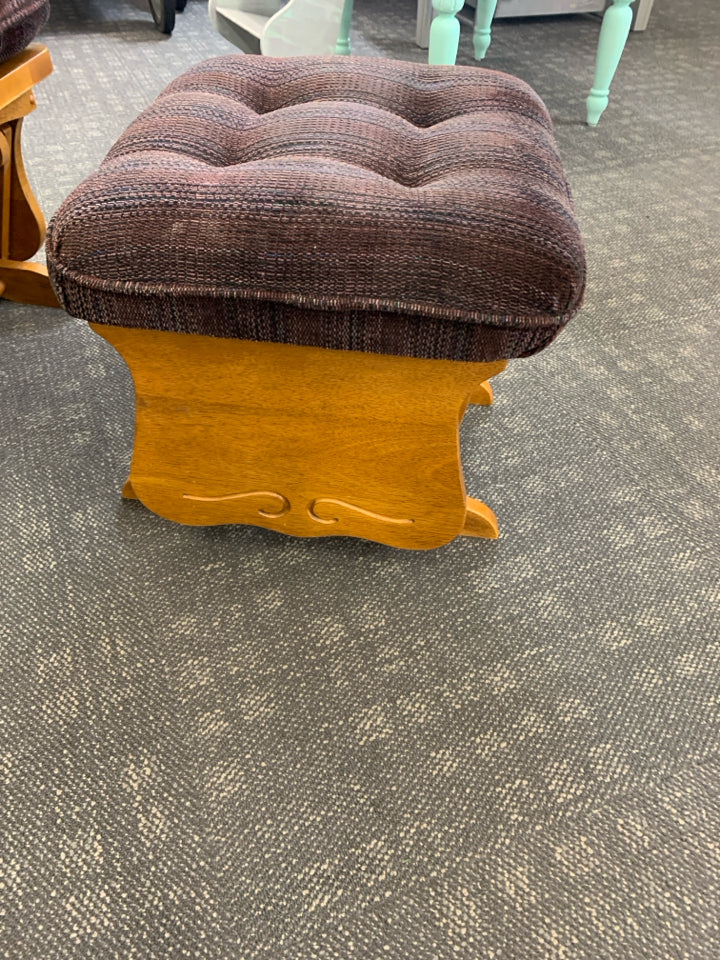 WOODEN GLIDER AND OTTOMAN W LARGE CUSHION.