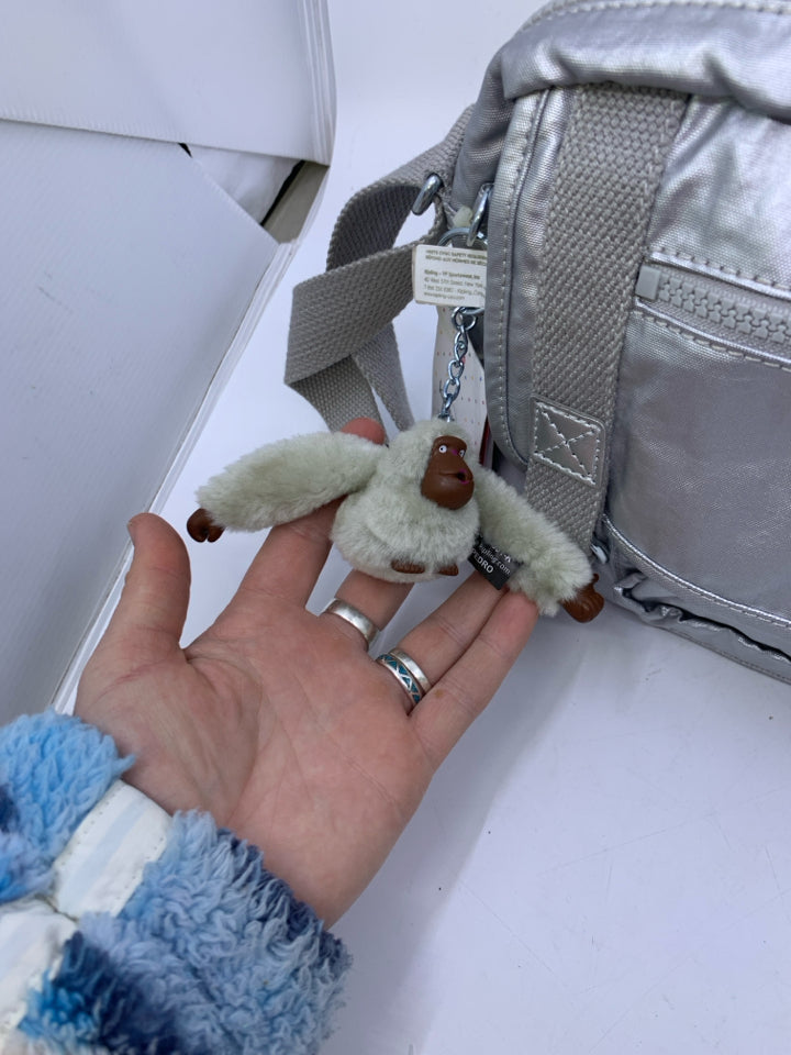 Kipling Gracy Platinum Metallic Shoulder Bag- New With Tags