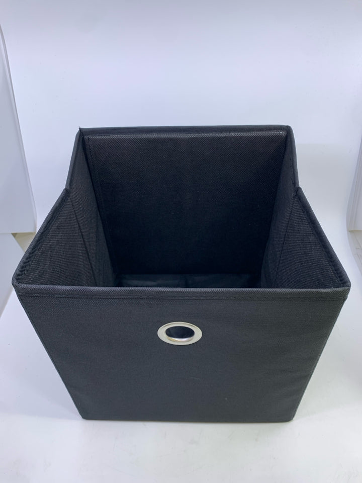 BLACK CANVAS FABRIC STORAGE BIN.