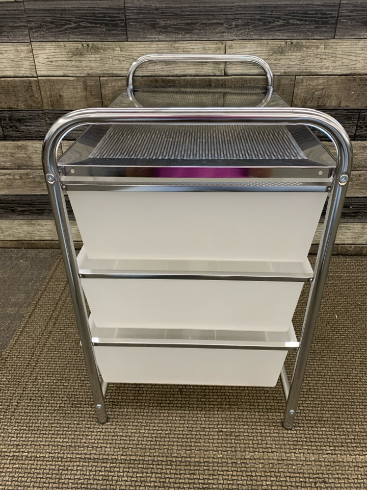 6-DRAWER SILVER PLASTIC ORGANIZER.