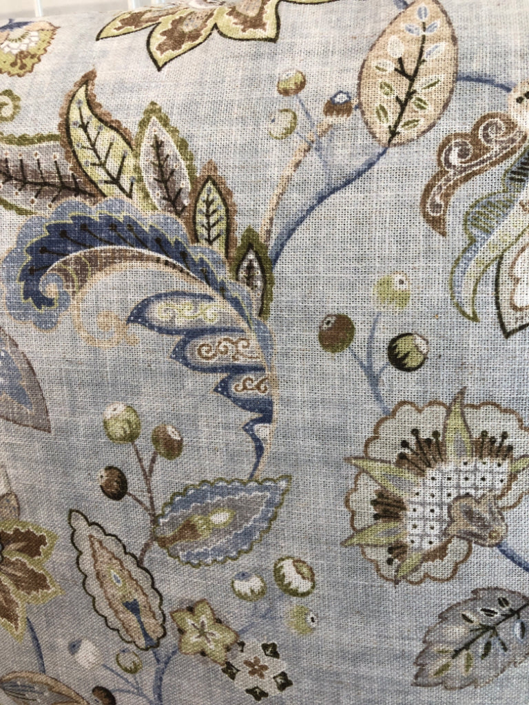 BLUE FLORAL ACCENT PILLOW.