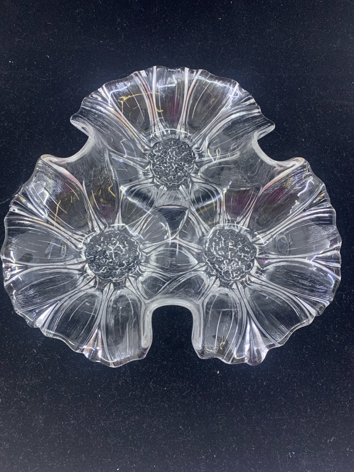 EMBOSSED FLORAL 3 SECTION BOWL.