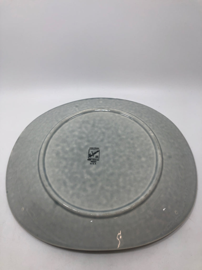 VTG LEAF EMBOSSED GREY CERAMIC PLATTER- WOODSONG.