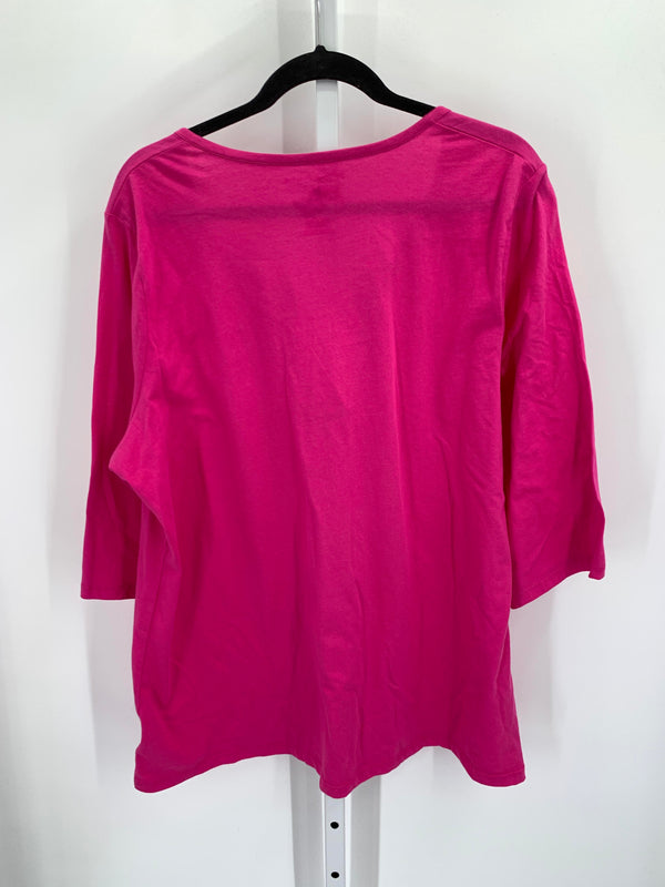 Just My Size Size 2X Womens 3/4 Sleeve Shirt