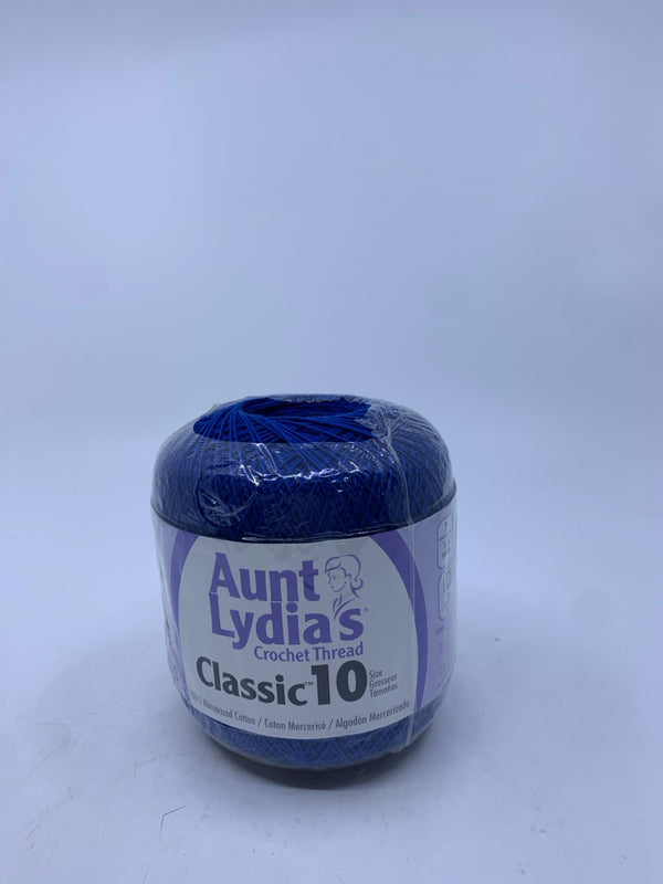 AUNT LYDIAS CROCHET THREAD BLUE.