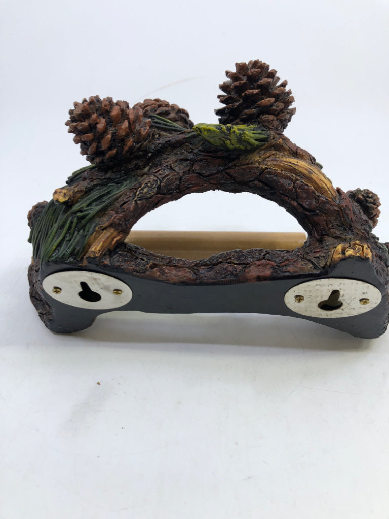 PINE CONE TOILET PAPER HOLDER.