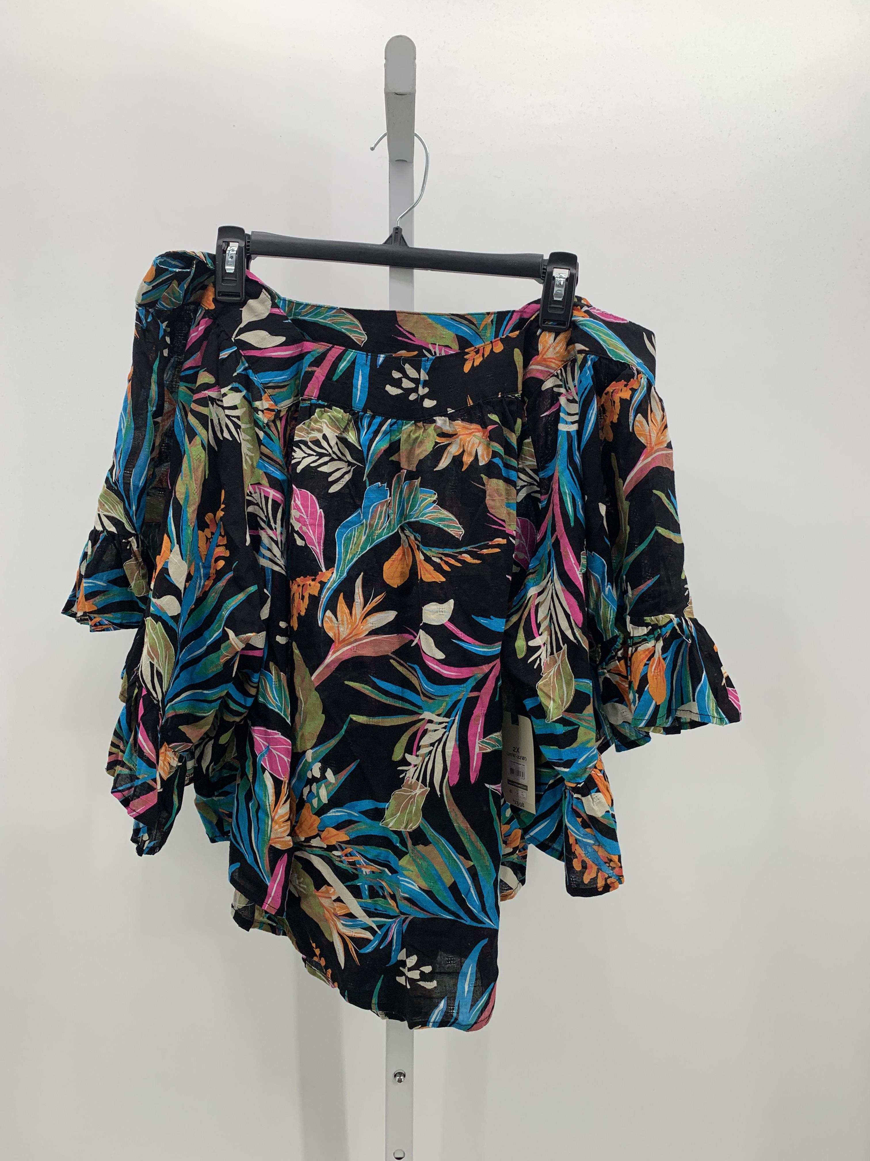 Terra & Sky Size 2X Womens Short Sleeve Shirt