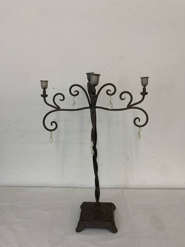 HEAVY CAST IRON TAPER CANDELABRA.