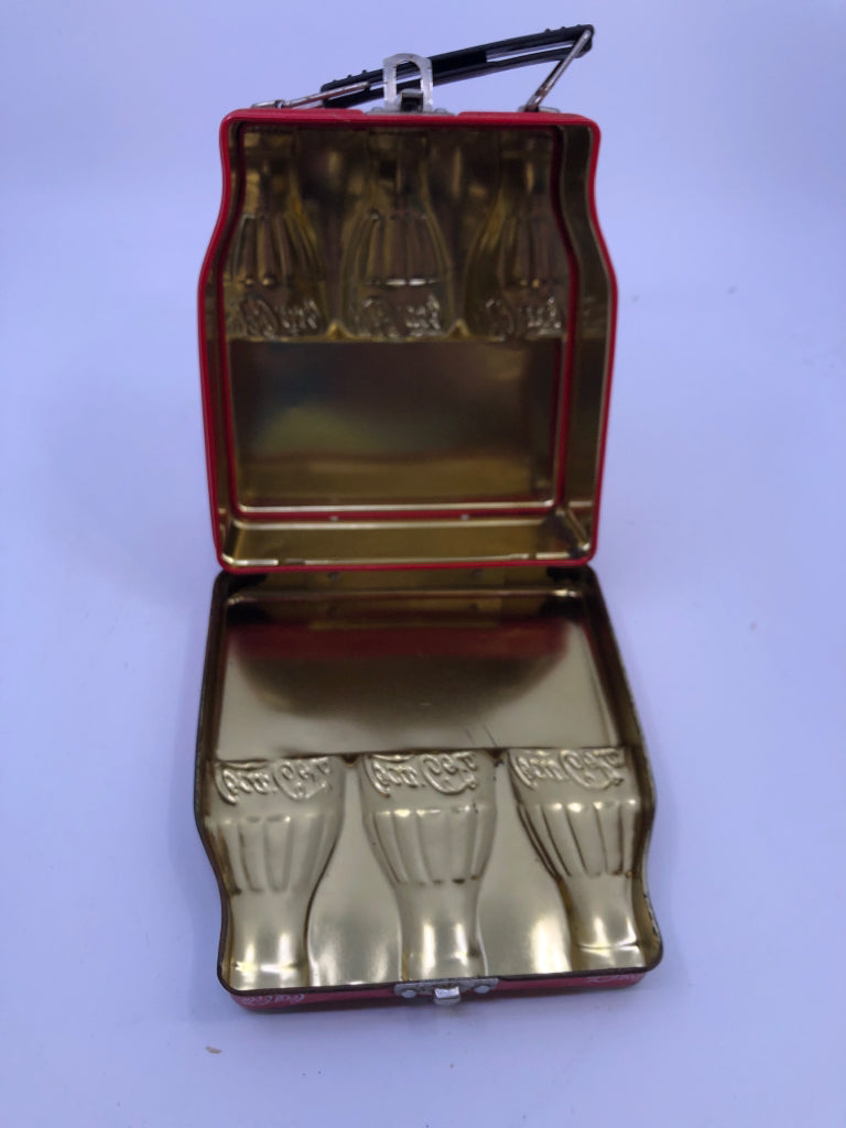 CASE OF COKE TIN W/ HANDLE.