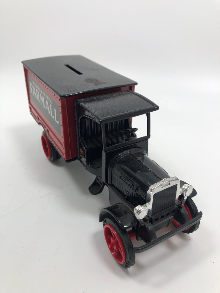 BLACK METAL TRUCK "FARMALL" BANK.