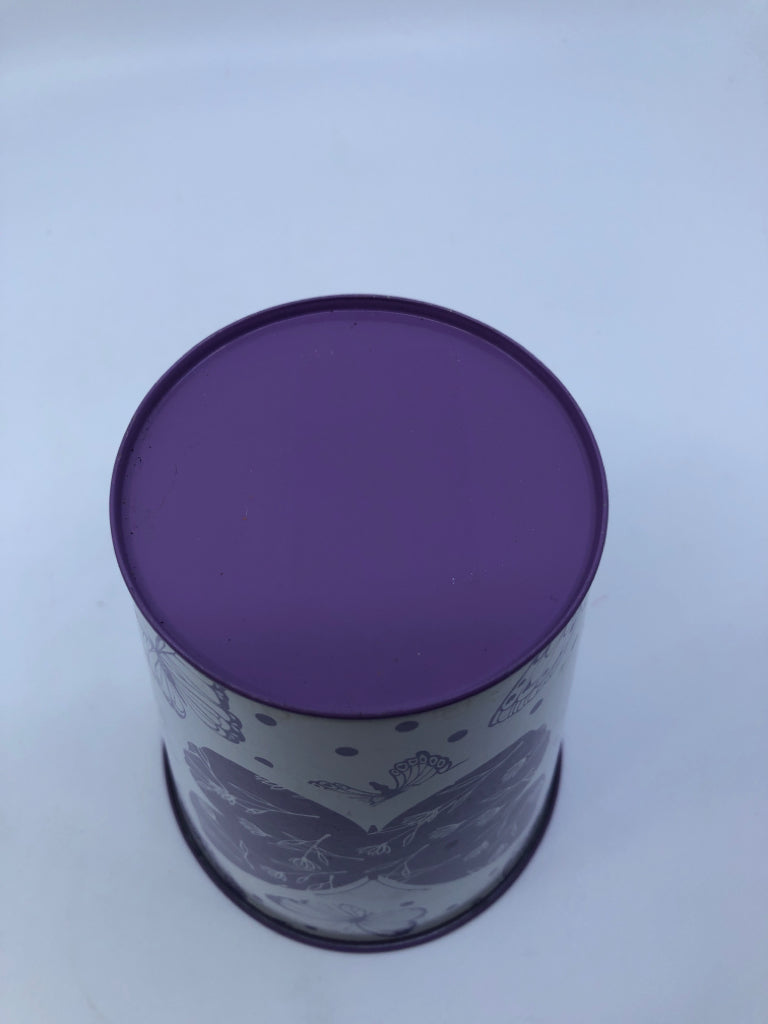 PURPLE BUTTERFLY METAL BUCKET.