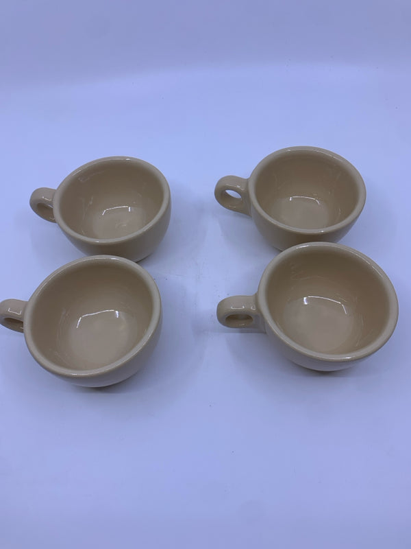 4 TAN ALLEGHENY CHINE TEA CUPS.