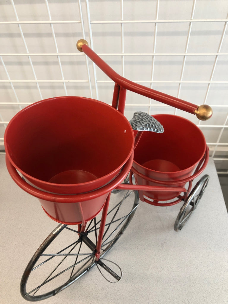 2 SECTION RED BICYCLE PLANTER.