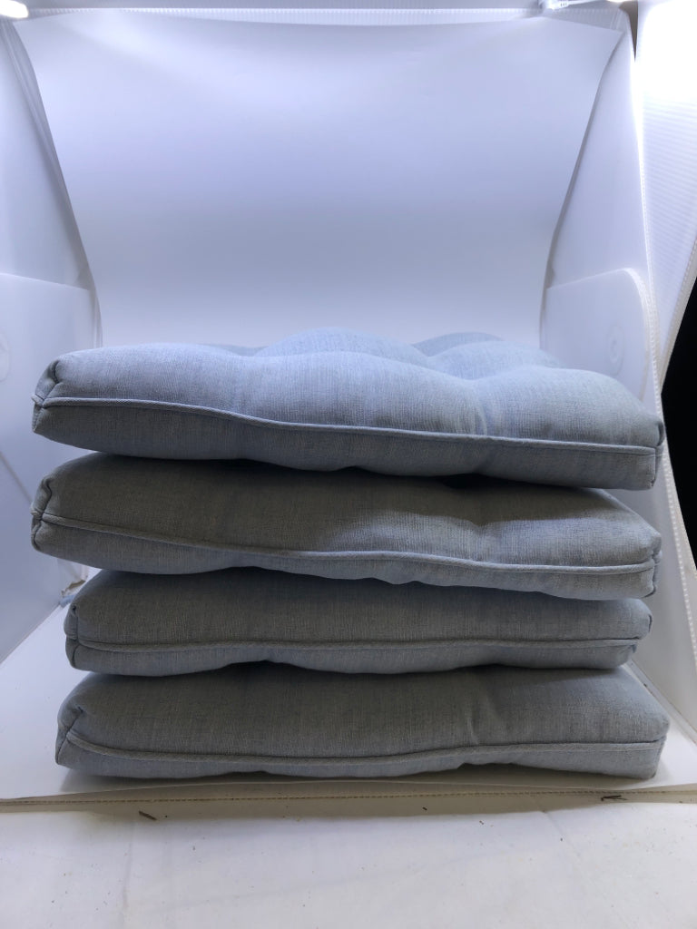 4 LIGHT BLUE CUSHIONS.