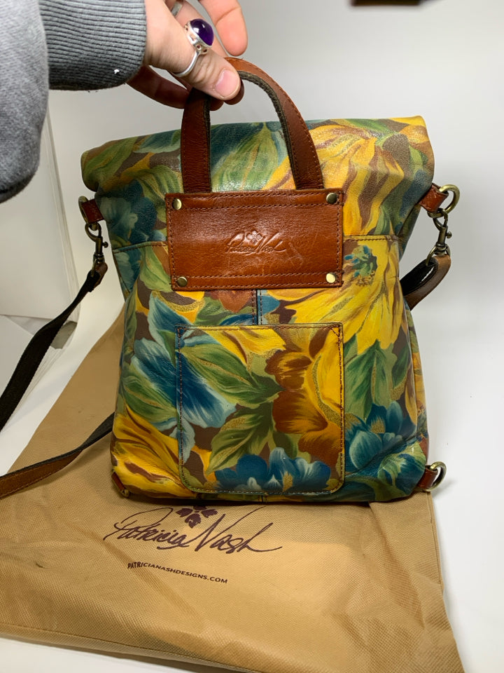 Patricia Nash Marigold Harvest Print Convertible Bag w/ Sleeper Bag