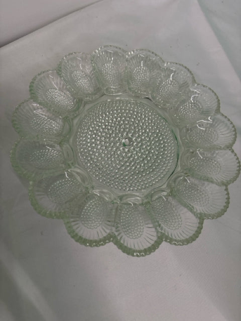 BEADED GLASS DEVILED EGG SERVER.