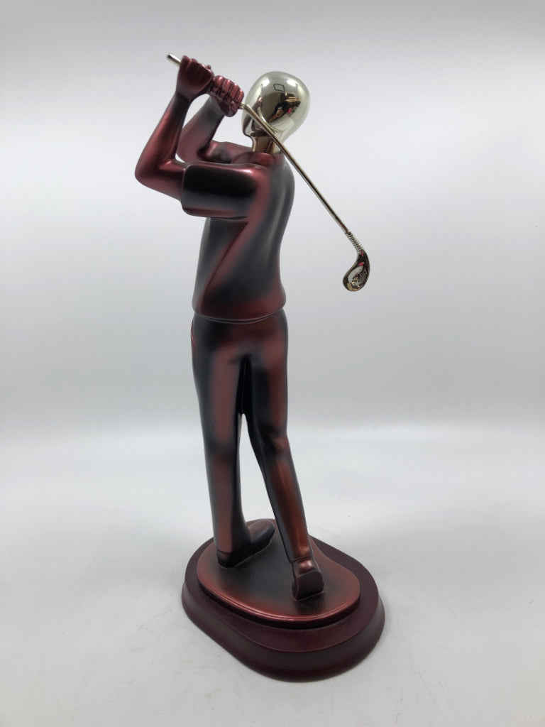 METALLIC GOLFER FIGURE.