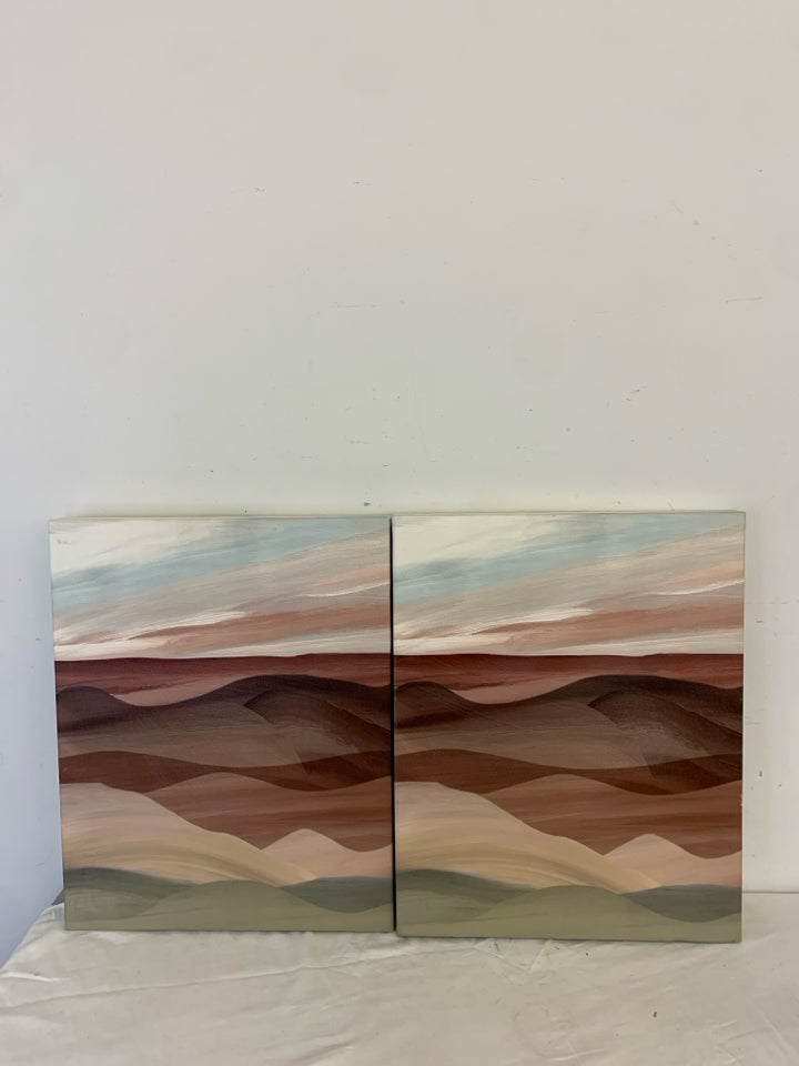 2 ABSTRACT MOUNTAINS + SKY CANVAS.