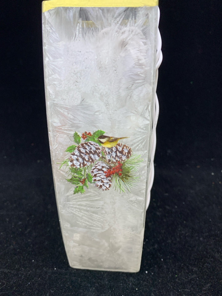 NIB LIGHT-UP FROSTED GLASS VASE.