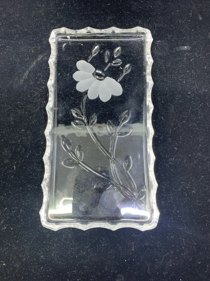 PRINCESS HOUSE FLORAL ETCHED GLASS TRAY.